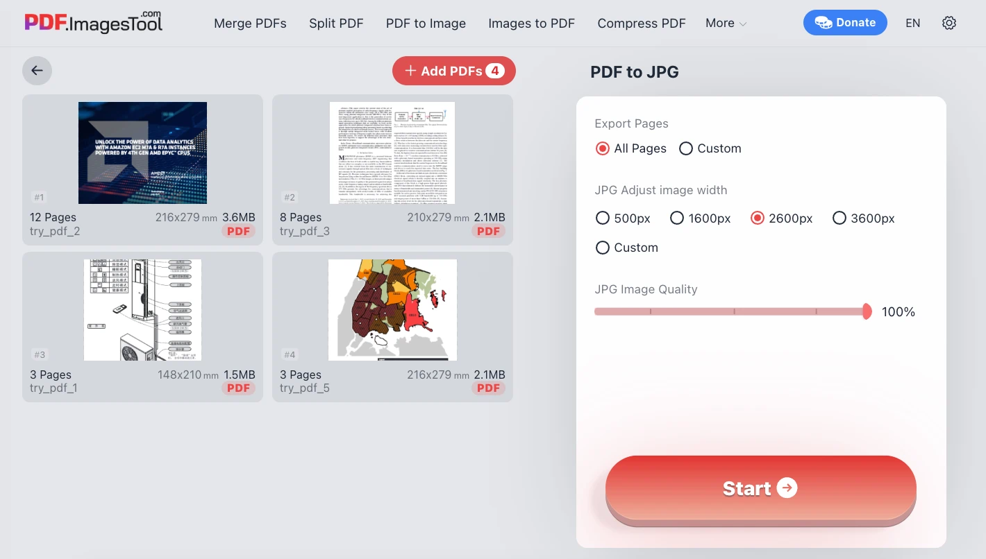 Secure Client-side PDF to JPG Converter Interface helping users batch convert files